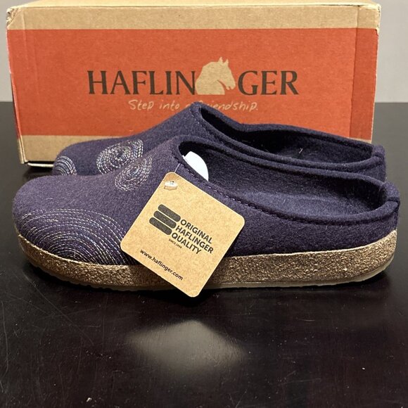 Haflinger GZ Spirit Slipper Clog In Eggplant Wool Women’s Size 9 / EU 40. New - Picture 6 of 9